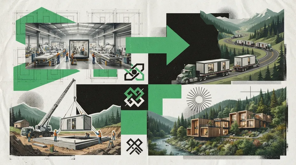 Petit immeuble locatif modulaire de trois étages en bordure d'une zone d'emploi régionale au Québec