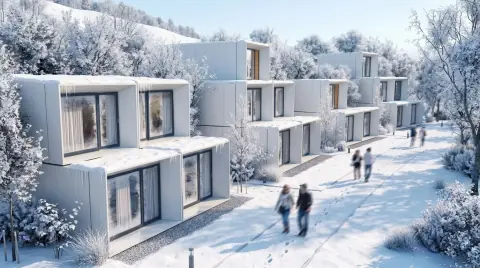 Modules de maison préfabriquée en cours d'assemblage dans une usine québécoise de construction modulaire