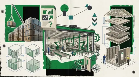 Différents types de construction préfabriquée : modules volumétriques et panneaux muraux en usine